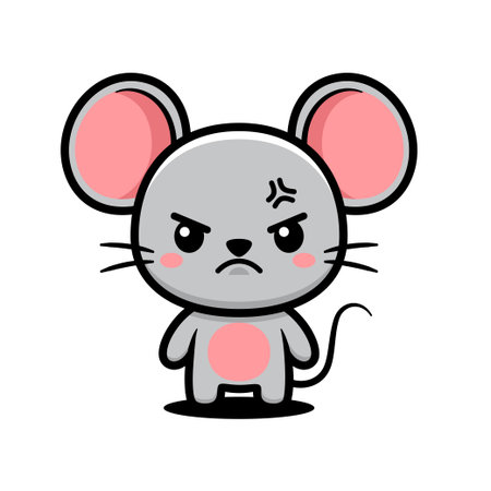 Cute Angry Mouse Cartoon Characterのイラスト素材