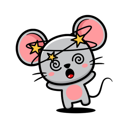 Cute Dizzy Mouse Cartoon Characterのイラスト素材