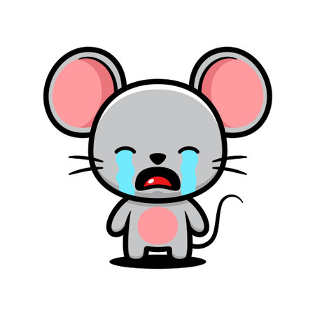 Cute Upset Mouse Cartoon Character Cryingのイラスト素材