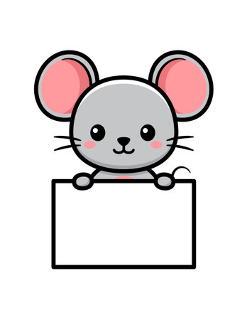 Cute Mouse Cartoon Character On A White Boardのイラスト素材