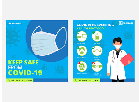 Social media design template for campaign covid-19 preventionのイラスト素材