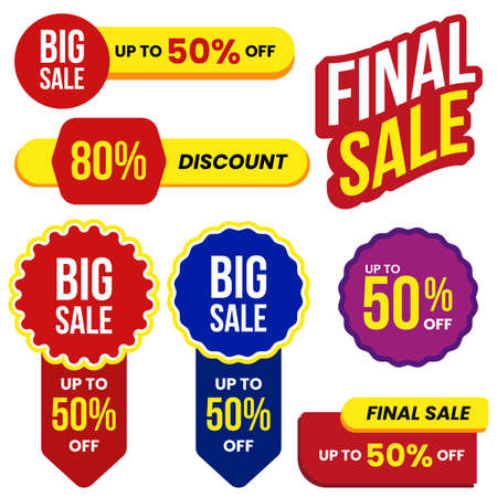 Sale banner badge. Special offer discount tags. Coupon shape templates design.のイラスト素材