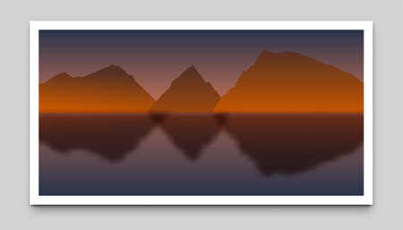 Mountains landscape wall art background design. Design for print, cover, wallpaper.のイラスト素材