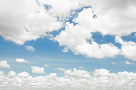 Blue sky and various cloud formationsの写真素材