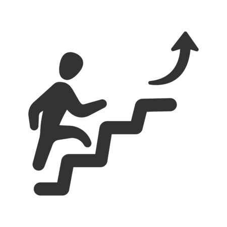 Business Achievement Icon, businessman walks up the stairs iconのイラスト素材