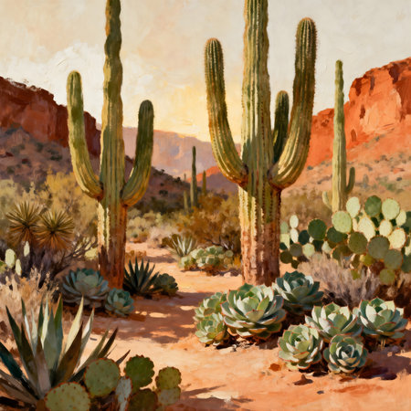 Saguaro National Park, Arizona, USA. Watercolor painting.の素材