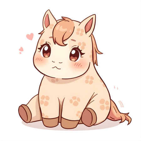 Illustration of a cute baby horse on a white background.の素材