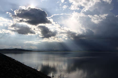 Shine behind the cloudの写真素材