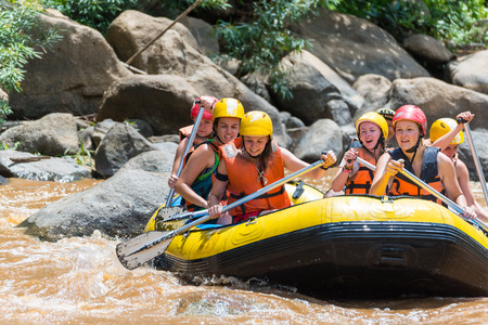 CHIANG MAI THAILAND  MAY 17 : White water rafting on the rapids of river Maetang on MAY 17 2015 in Chiang Mai Thailand. Maetang river is one of the most dangerous rivers of Thailand.のeditorial素材