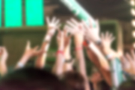 crowd of Audience enjoying music in concert on stageの写真素材