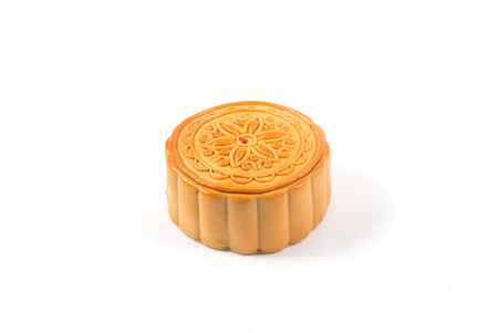 Mid-Autumn Festival moon cake on white backgroundの写真素材