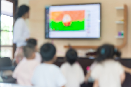 blurred image of classroom at the Kindergarten schoolのeditorial素材