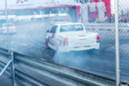 blurred image of drifting car in tunning showの写真素材