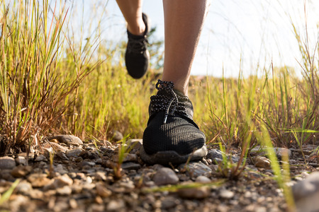 Trail running workout outdoor for fitness and healthy lifestyleの写真素材