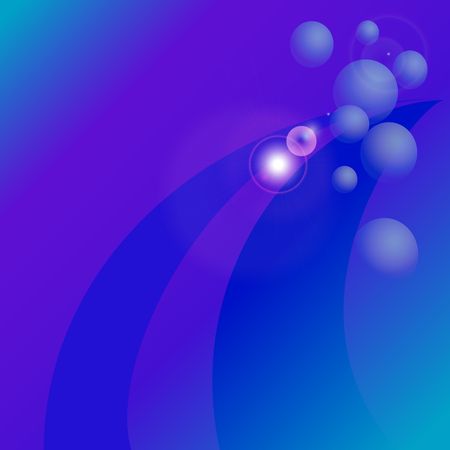 abstract illustrations of spheres and curved lines in a blue to violet gradientの写真素材