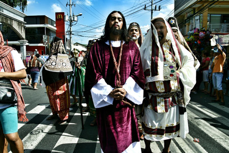 Characters in the reenactment of the death of jesus christ in cainta, rizal, philippines