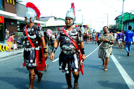 Characters in the reenactment of the death of jesus christ in cainta, rizal, philippines