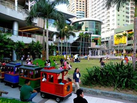 Train ride in Robinson's place magnolia residences mall in quezon city, philippines in asiaの素材