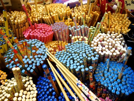 Shops and stores in Chinatown in Singapore, Asiaの素材