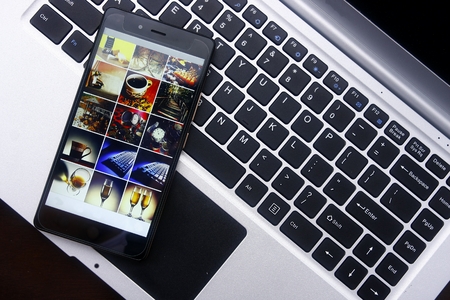 Smartphone and laptop computerの写真素材