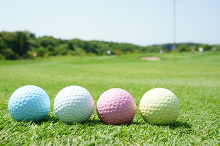Colorful golf ballsの写真素材