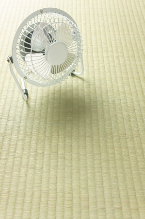 electric fan in front of white backgroundの写真素材