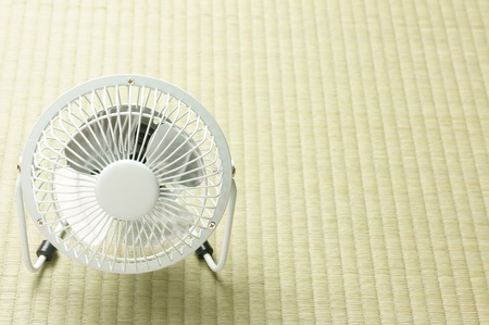 electric fan in front of tatami backgroundの写真素材