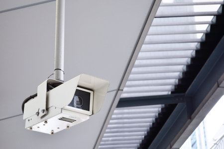 Video security camera inside of modern buildings 