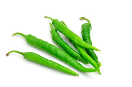 green pepper is isolated on a white backgroundの写真素材