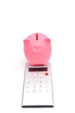 piggy bank and calculatorの写真素材