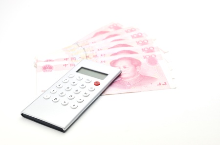 Calculator and chinese moneyの写真素材