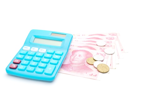 Calculator and chinese moneyの写真素材