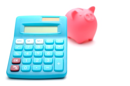 Calculator and piggy bankの写真素材