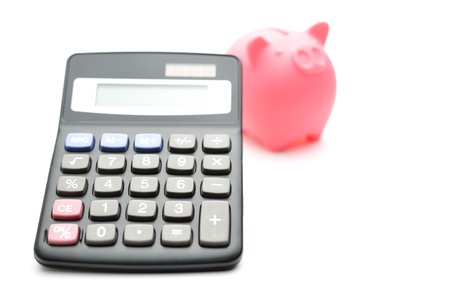Calculator and piggy bankの写真素材