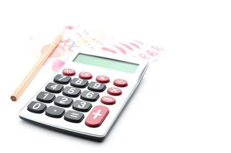 Calculator and chinese currencyの写真素材