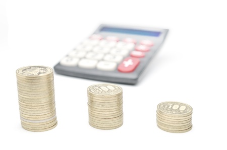 Calculator and japanese coinの写真素材