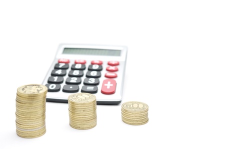 Calculator and japanese coinの写真素材
