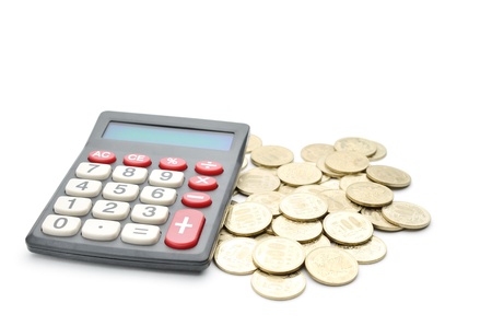 Calculator and japanese coinの写真素材