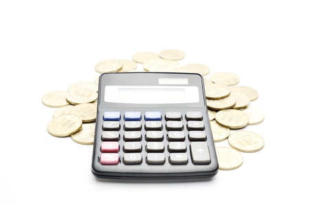 Calculator and japanese coinの写真素材