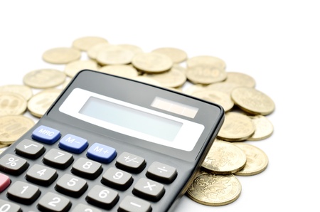 Calculator and japanese coinの写真素材