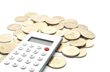 Calculator and japanese coinの写真素材