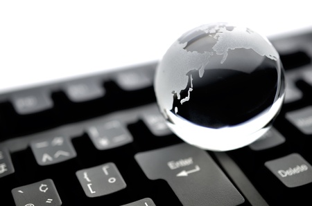 earth on keyboardの写真素材