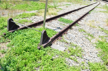 buffer stop at the end of a railroad trackの写真素材