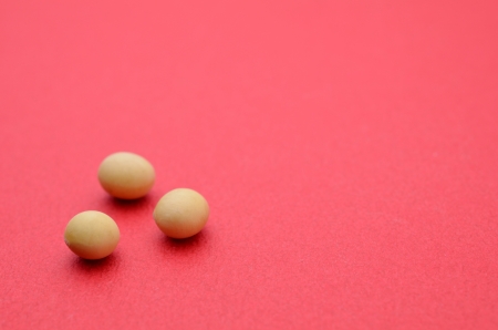soybean isolated on red backgroundの写真素材