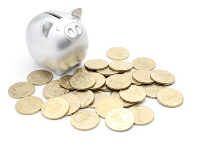 piggy bank isolated on white backgroundの写真素材