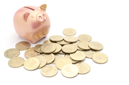piggy bank isolated on white backgroundの写真素材