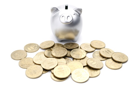 piggy bank isolated on white backgroundの写真素材