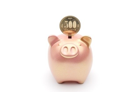piggy bank isolated on white backgroundの写真素材