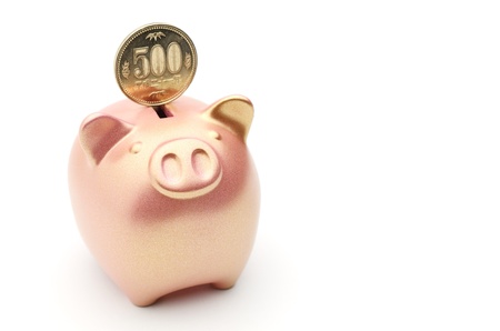 piggy bank isolated on white backgroundの写真素材