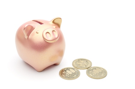 piggy bank isolated on white backgroundの写真素材